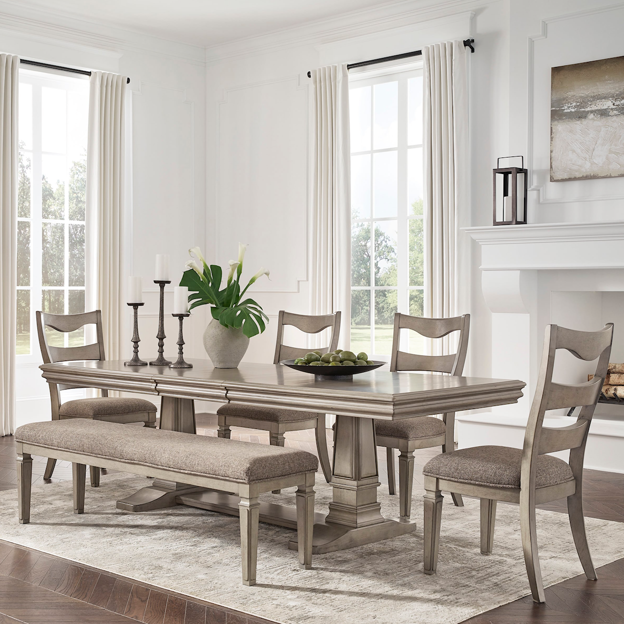 Signature Design by Ashley Furniture Lexorne 6-Piece Dining Set with Bench