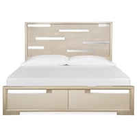 Glam King Panel Bed with Footboard Storage