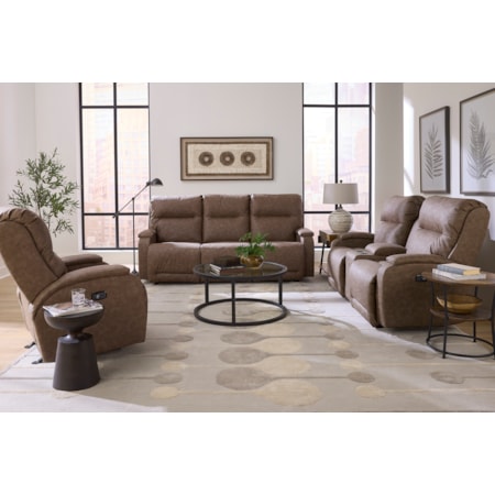 Power Reclining Leather Living Room Set