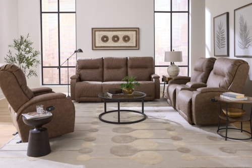 Power Reclining Leather Living Room Set