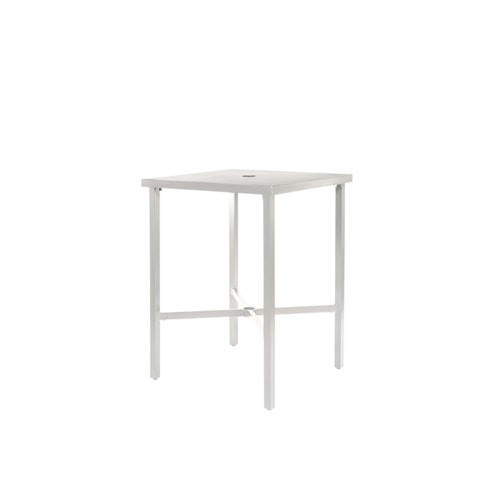 30" X 30" Bar Height Table With Aluminum Top And Umbrella Hole - Bone