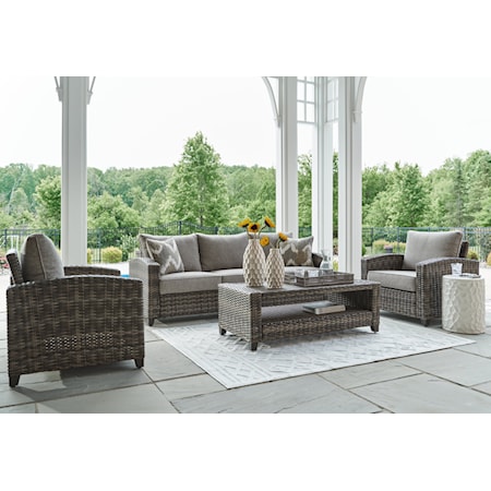 Outdoor Sofa/Chairs/Table Set (Set of 4)