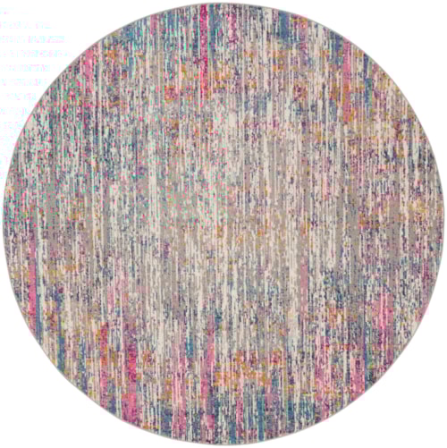 4'  Ivory/Multi Round Rug