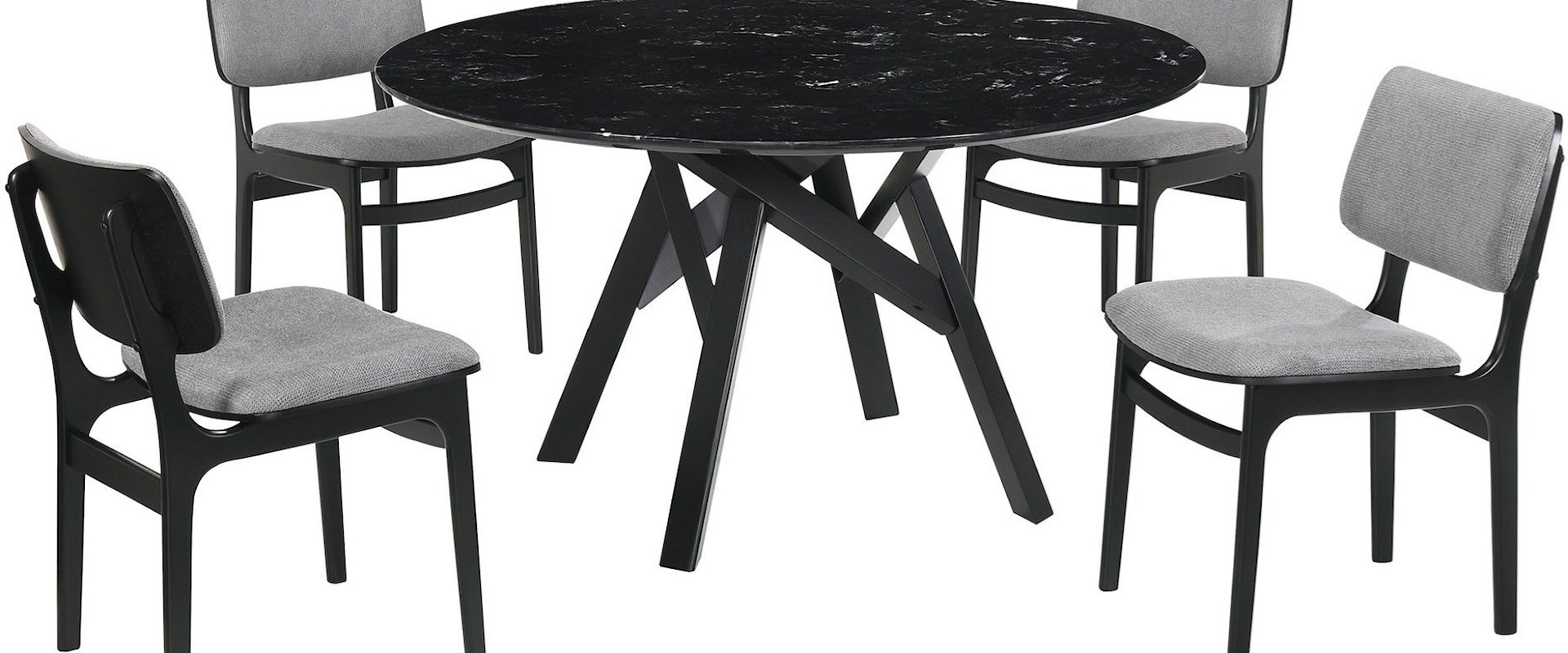 Mid-Century Modern 5-Piece Black Dining Set