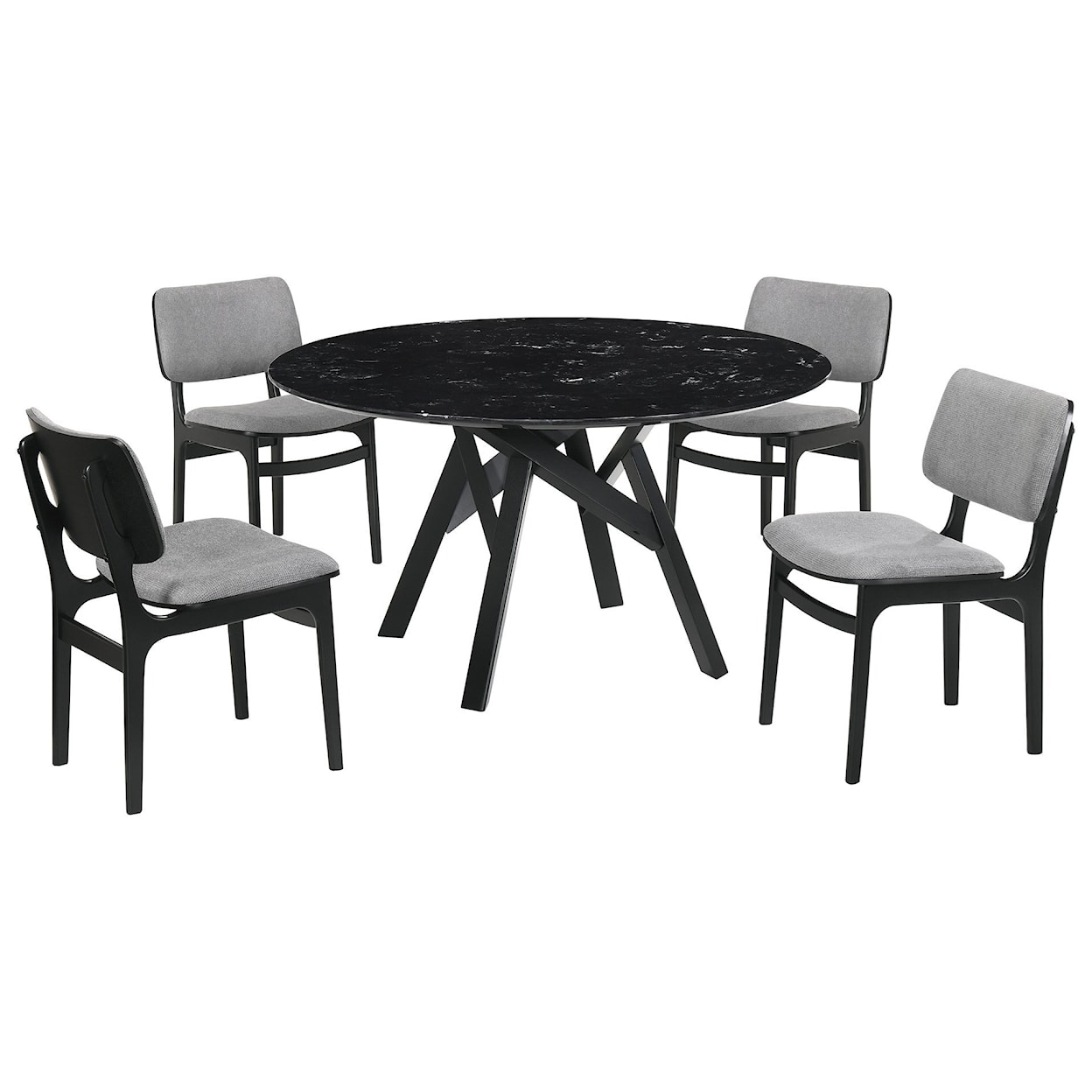 Armen Living Venus 5 Piece Black Dining Set