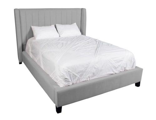 Contemporary Upholstered King Wingback Bed