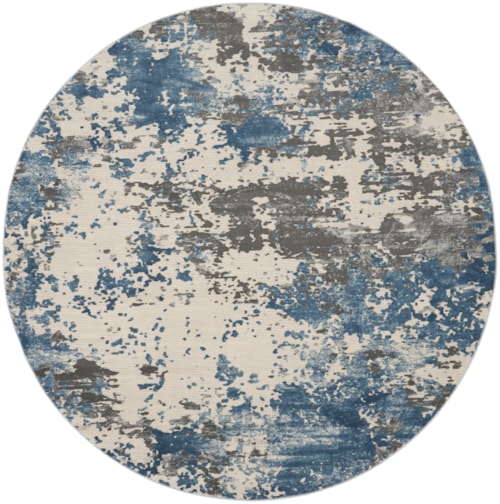 5'3"  Grey/Blue Round Rug