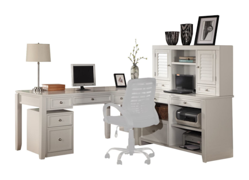 Cottage L-Shaped Desk with File Cabinet, Credenza and Hutch