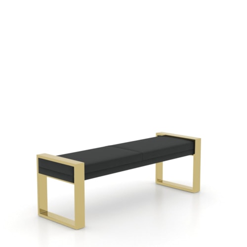 Contemporary Upholstered Bench with Gold Metal Legs