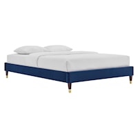 King Performance Velvet Platform Bed Frame