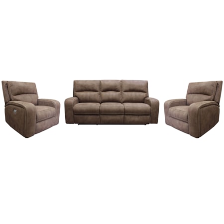 Power Reclining Sofa and Dual Recliners Set