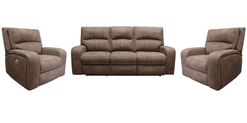 Casual Power Reclining Sofa and Dual Recliners Set with Power Headrests