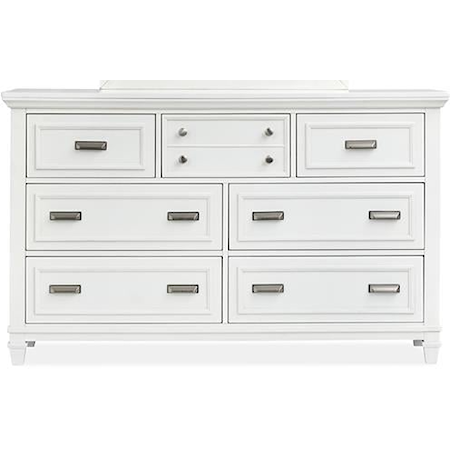 Contemporary 7-Drawer Dresser with Felt-Lined Top Drawers