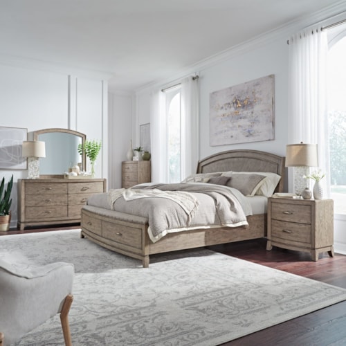 Transitional 5-Piece Queen Panel Storage Bedroom Set
