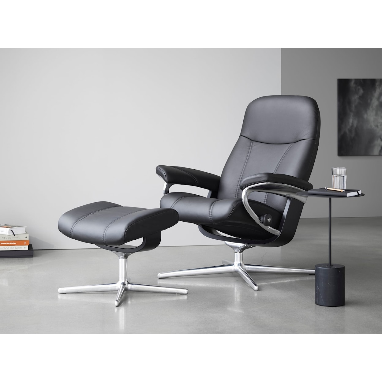 Stressless by Ekornes Consul Consul Large Recliner and Ottoman