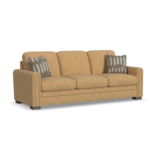 Transitional Fabric Sofa with Reversible Seat Cushions