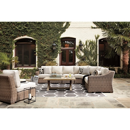 3-Piece Outdoor Sectional with Coffee Table and 2 End Tables