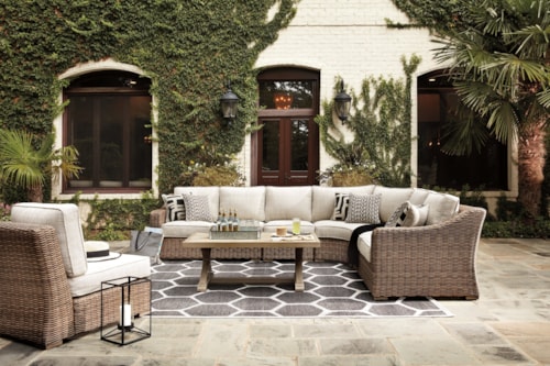 3-Piece Outdoor Sectional with Coffee Table and 2 End Tables