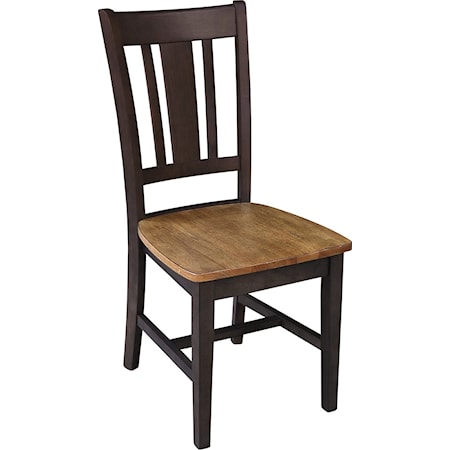 Transitional San Remo Side Chair in Hickory/Coal