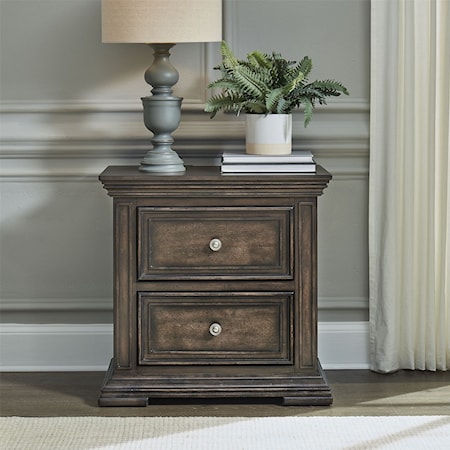 2-Drawer Night Stand with Charging Station