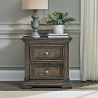 Relaxed Vintage 2-Drawer Nightstand with Charging Station