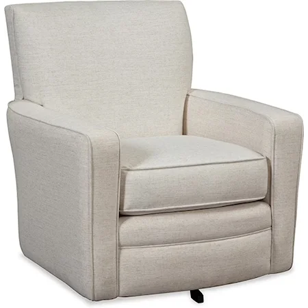 Contemporary Upholstered Swivel Chair with Track Arms