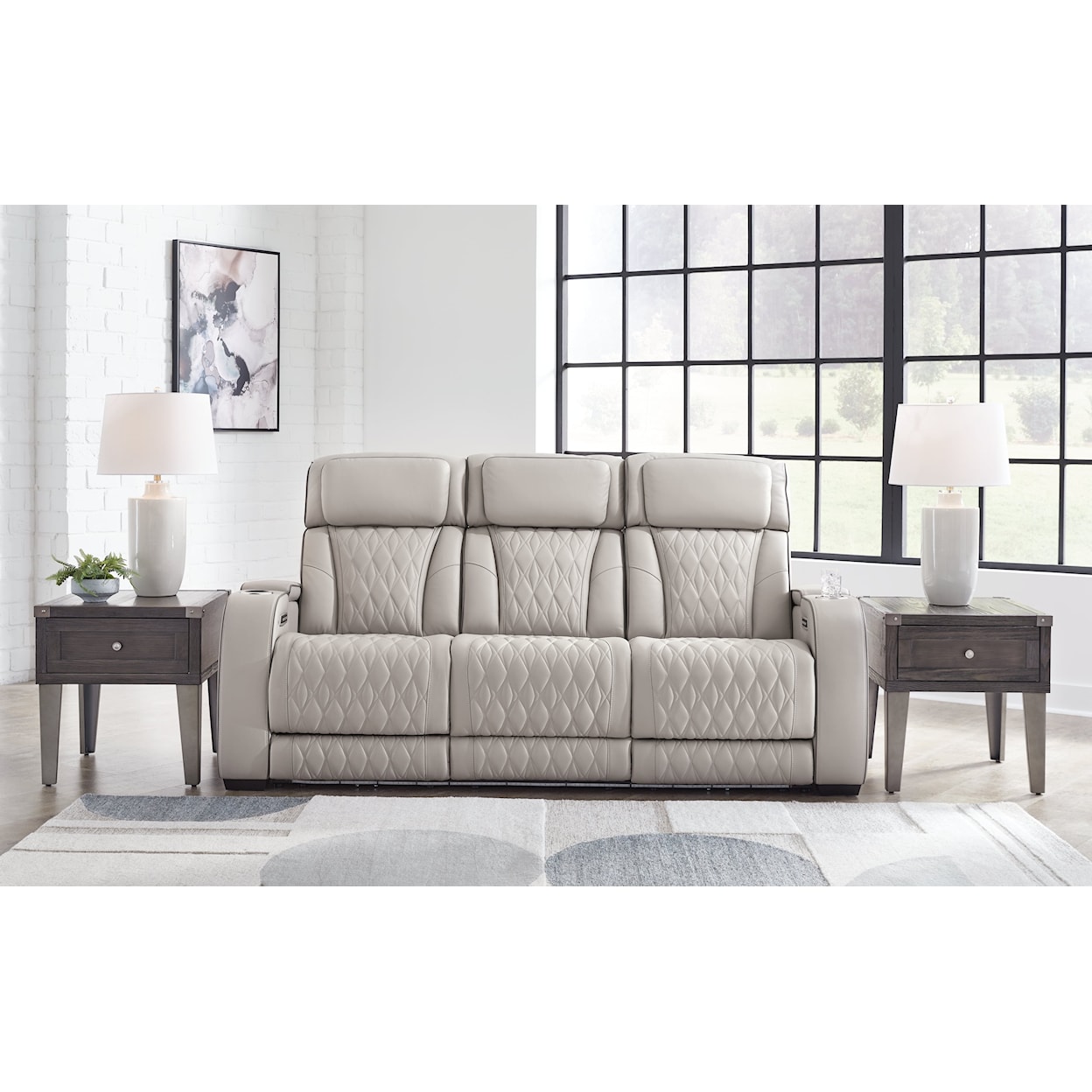 Ashley Furniture Signature Design Boyington Power Reclining Sofa with Adj Headrest