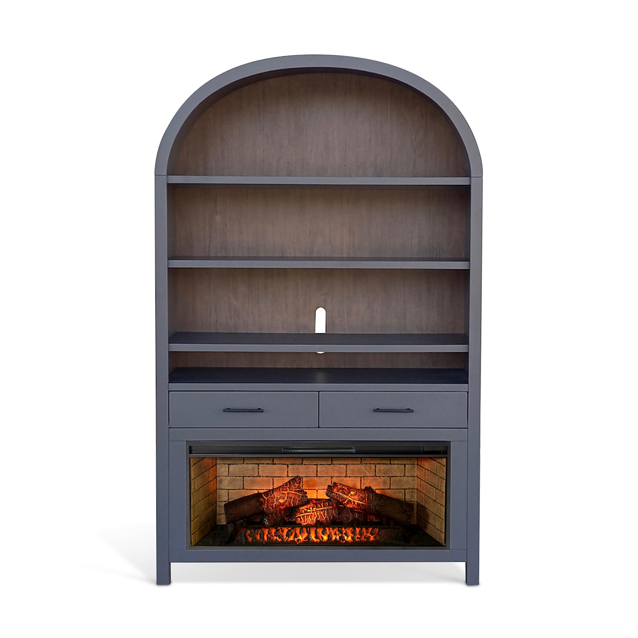Sunny Designs Sunny Designs Wide Arch Bookcase with Log Fire Insert