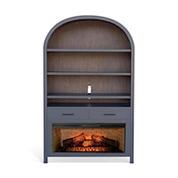 Wide Arch Bookcase with Log Fire Insert