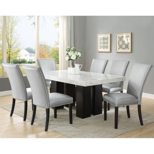 7 Piece Dining Set with Marble Table Top