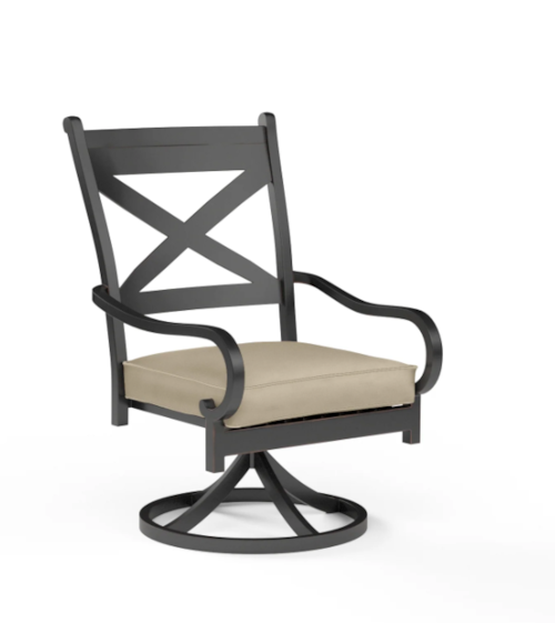 Traditional Outdoor Swivel Rocking Chair with Cushioned Seat