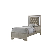 Glam Twin Bed With Upholstered LED Headboard