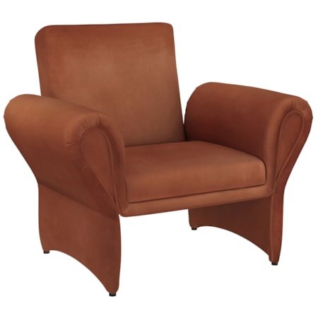 Liana Roll Arm Accent Armchair Rust Orange