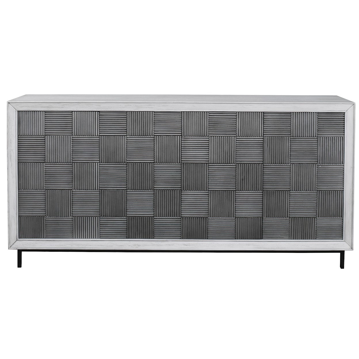 Uttermost Checkerboard Checkerboard 4 Door Gray Cabinet