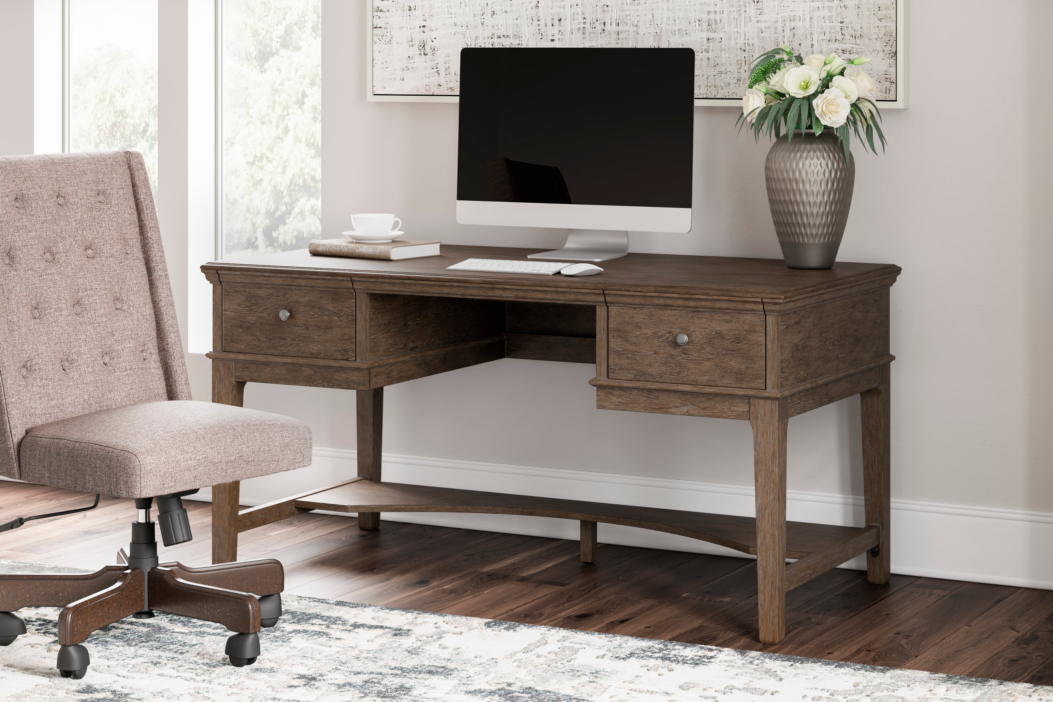 Ashley Signature Design Janismore H77626 Home Office Storage Leg Desk