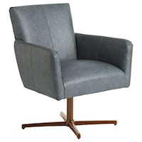 Brooks Upholstered Swivel Chair with Brass Base