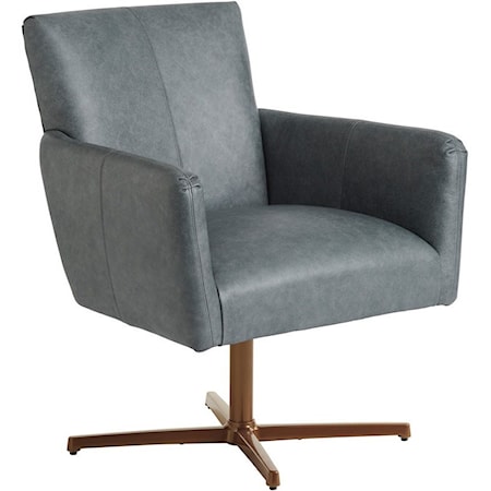 Brooks Upholstered Swivel Chair with Brass Base