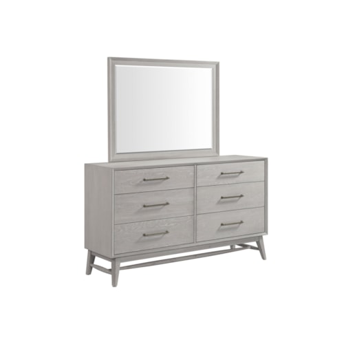 Contemporary 6-Drawer Dresser with Mirror