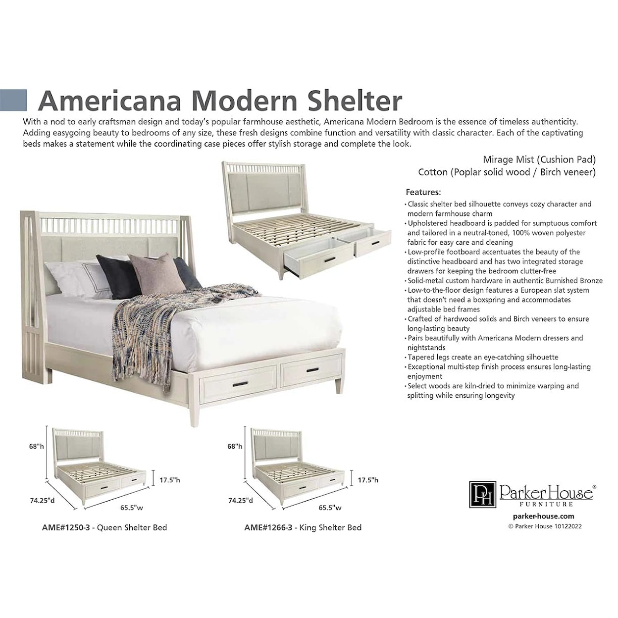 Paramount Furniture Americana Modern King Platform Bed With Footboard Storage