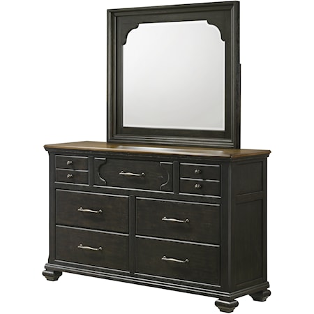 Hamilton Transitional 7-Drawer Dresser & Mirror Set