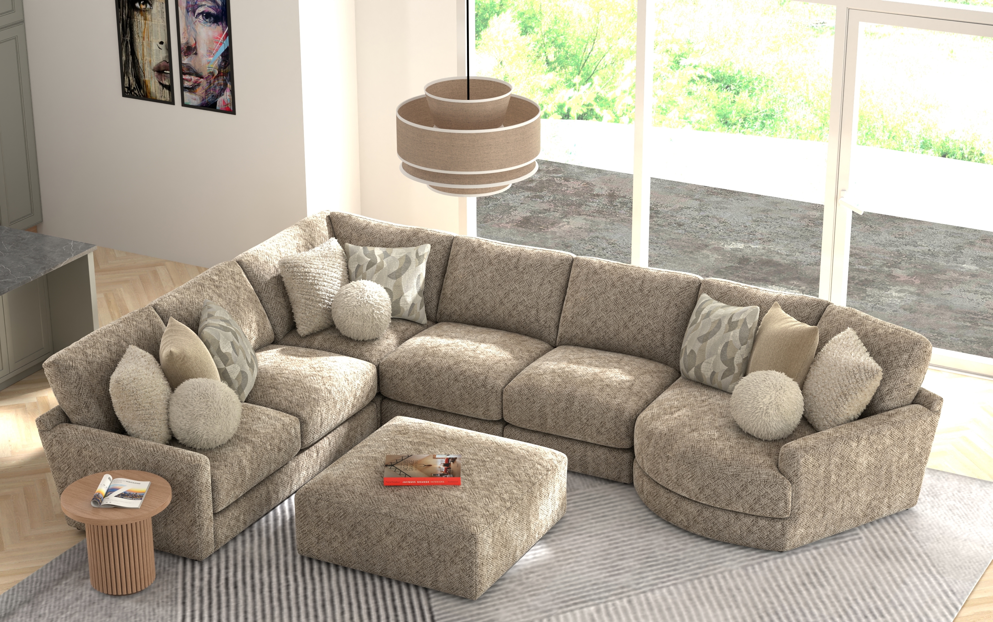 Jackson Furniture Turner 6-Piece Sectional Sofa with Cocktail Ottoman