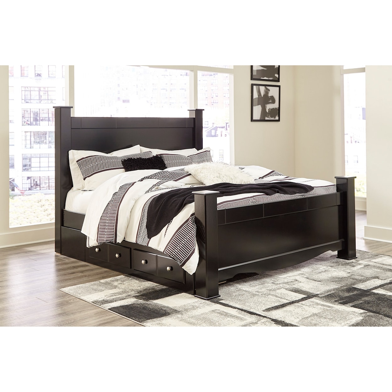 Ashley Furniture Signature Design Mirlotown King Poster Bed with Storage