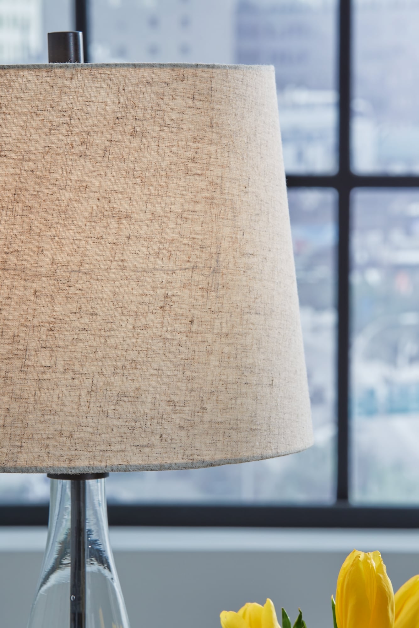 Urban Designs Loft Chic Glass Table Lamps – Set Of 2 With Purple Drum Shades, 24 Inches Tall