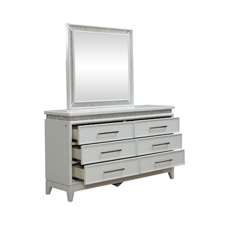 6-Drawer Dresser with LED Mirror