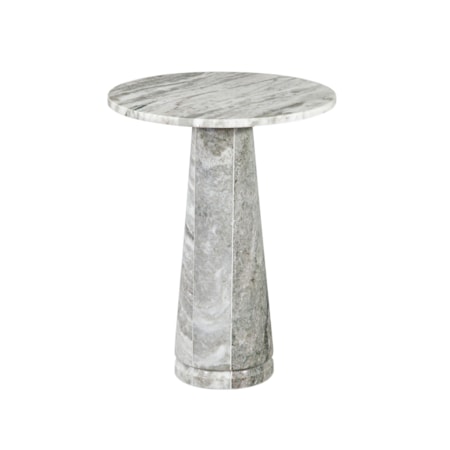 Gray Marble Pedestal End Table