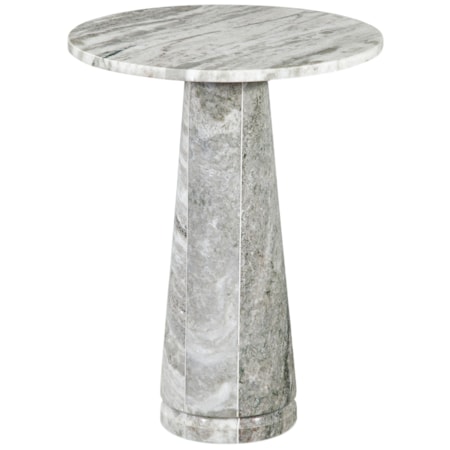 Gray Marble Pedestal End Table