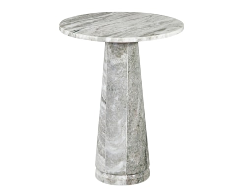 Contemporary Gray Marble Pedestal End Table
