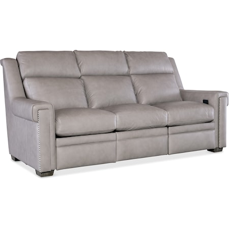 Transitional Power Reclining Sofa with Power Headrests