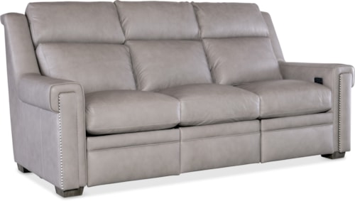 Transitional Power Reclining Sofa with Power Headrests