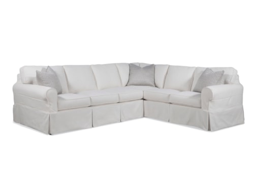 Transitional 2-Piece Corner Sectional Sofa with Slipcover